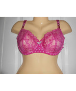 VICTORIA&#39;S SECRET PINK &amp; WHITE POLKA DOT LACE UNLINED DEMI BRA SZ 32D NW... - £18.98 GBP