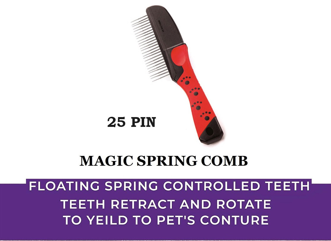 Dog MAGIC SPRING 25 PIN MEDIUM Stainless-Steel COMB Rotating&amp;Retracting ... - $14.99