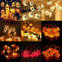 Halloween LED String Lights Ghost Pumpkin Skull Fairy Battery Party Home Decors - £8.27 GBP+