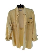 Columbia PFG Omni-Shade L Yellow Camp Fishing Shirt Button Up Long Sleeve - $512.21 MXN