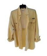 Columbia PFG Omni-Shade L Yellow Camp Fishing Shirt Button Up Long Sleeve - $512.21 MXN