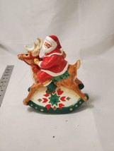 SCHMID &quot;Joyful Jingles - Santa on Reindeer&quot; Ceramic Musical 1995 Ret MIB RARE!! - £22.41 GBP