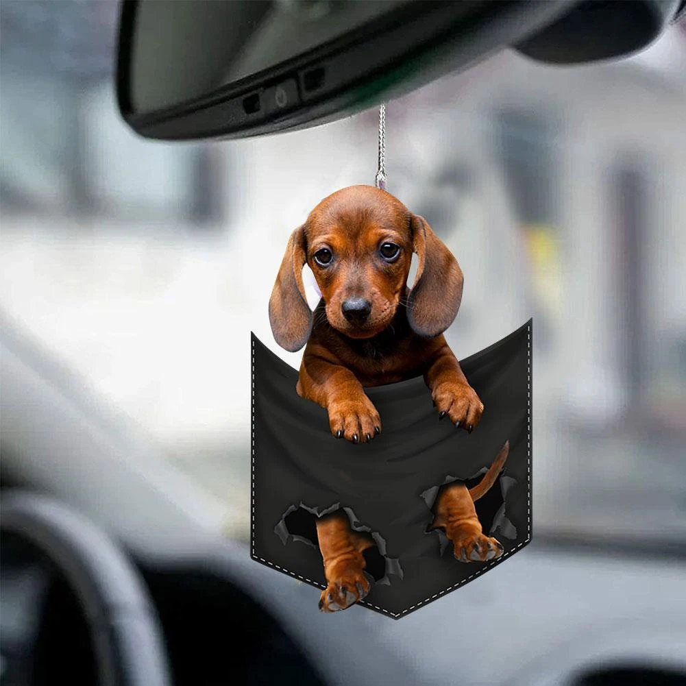 2D Dog Hanging Ornament Cute Funny Cartoon Pendant Key Chain Animal Pendant Car - £7.82 GBP