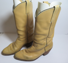 Vtg Frye 2308 Western Cowboy Boots Beige Cream Tan Size 10 D Made In USA - £112.55 GBP