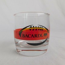 Bacardi Rum Lowball Rocks Glass Red Stripe Football Logo W/Bat Short Tum... - $9.75