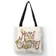 New Design Merry Christmas Women Designer Handbags Travel Tote Bag Large Reusbal - £13.88 GBP