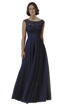 MoriLee Evening Dress Women&#39;s Maxi Formal Dress Navy Blue Tulle Long Dress SZ 10 - £31.24 GBP