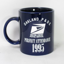 1995 Perfect Attendance USPS Oakland P&amp;DC Postal Service Cobalt Blue Mug 12oz - £14.03 GBP