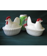 Westmoreland Glass Chicken Covered Dishes: 5 1/2” Rooster & Hen Set - $15.00