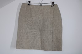 Vtg St Michaels Marks &amp; Spencer 14 Natural Beige Linen Wrap Button Pencil Skirt - £20.49 GBP