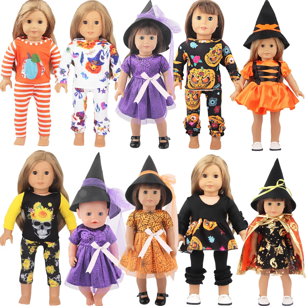 Festival Doll Clothes Halloween, Pumpkin, Skeleton Costumes For 18 Inch - $10.49+
