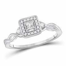 Authenticity Guarantee 
14kt White Gold Womens Princess Diamond Square Promis... - £430.23 GBP