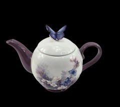 1990 Teleflora Porcelain Teapot 1 Lena Lici Blossoms and Butterflies Vin... - $371.47 MXN