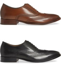 Johnston &amp; Murphy Tan McClain Wingtip Full Grain Leather Men Dress Up shoes  - £128.16 GBP