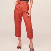 ASTR The Label Larsen Rust Linen Blend High Waisted Pleated Crop Pants S... - $35.00