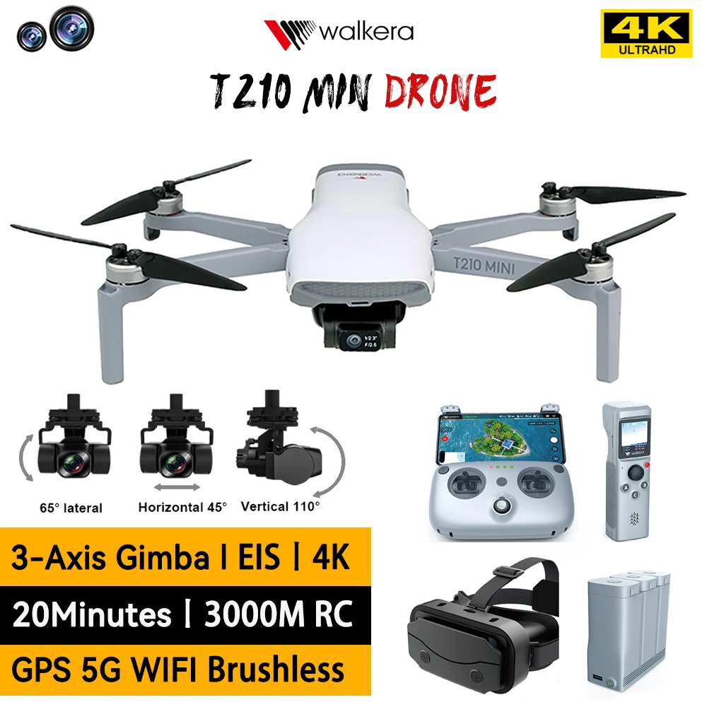Walkera new T210 MINI RC Drone With 4K HD Camera GPS FPV Voice Control 3-ax - £195.98 GBP+