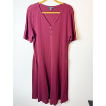 Lauren Ralph Lauren Womens Burgundy Thermal Short Sleeve Dress Henley 2X - $37.62