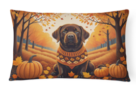 Chocolate Labrador Retriever Fall Throw Pillow - £25.22 GBP