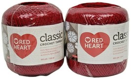 Red Heart Classic Crochet Thread Size 10, Victory Red 300 Yards New Lot of 2 - $14.84