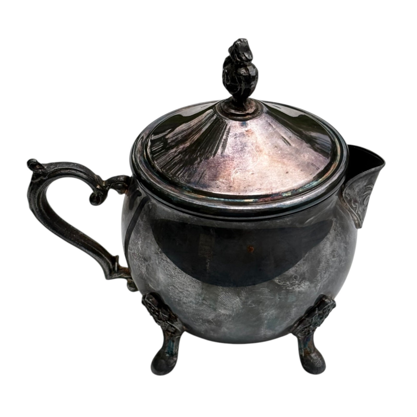 Vintage Silver-Plated Creamer With Ornate Lid &amp; Handle by Leonard - $24.00