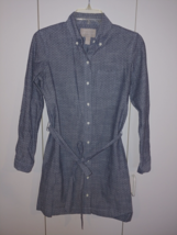 Banana Republic GRAY/POLKA Dot Ls Soft Wash SHIRT-100% COTTON-BELT-2-NWOT-CUTE - £13.42 GBP