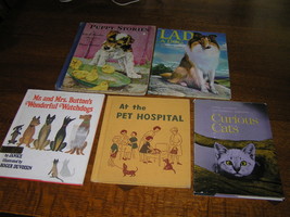 Vintage Lot of Curious CATS Kittens LAD DOG Puppy Stories 1st Edition Hardcover - £16.75 GBP