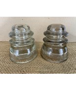 Lot of 2 Vintage Whitall Tatum Clear Glass Electric Wire Insulators - $9.90