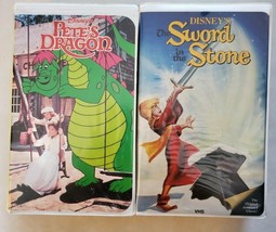 Disney&#39;s Pete&#39;s Dragon &amp; The Sword in the Stone Vintage VHS In Clam Shells - £7.95 GBP