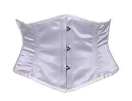 Full Steel Ironing Mini Panty Shaper Waspie Waistbust Sexy White Satin C... - $19.85+