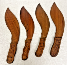 4 Vintage Tiki Polynesian Style Carved Wood Decorative Letter Openers Kn... - $18.32
