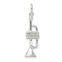 Sterling Silver Trumpet Charm Music Jewelry Pendant 25mm x 8mm - £13.13 GBP