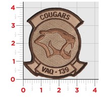 4&quot; NAVY VAQ-139 COUGARS FIXED WING SQUADRON TAN MILITARY EMBROIDERED PATCH - $34.99