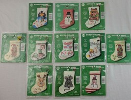 XMAS Ornament Embroidery Kit Set of 12 3&quot; NMI Stitch N Hang Stocking Vtg... - $27.95