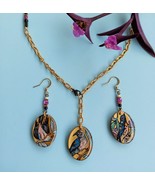 Painted Bird Pendant Minimalist-inspired Boho stripe necklace Miniature ... - £46.80 GBP
