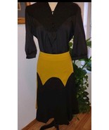 New Hot Touch Women&#39;s Black/Gold High Waist Midi Skirt Large - $297.33 MXN