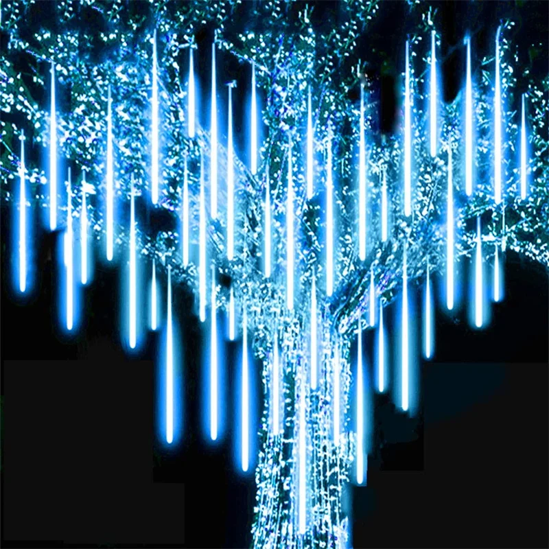 LED Meteor Shower Rain Lights Waterproof Falling Raindrop Fairy String Light for - £117.33 GBP