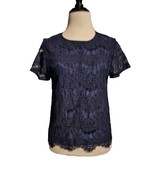 Lily White Navy Blue Sheer Women&#39;s Blouse Size M - £10.76 GBP