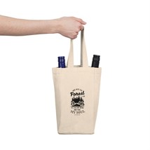 Wine Tote Bag, 100% Cotton Canvas, Holds 2 Bottles, Black and White Fore... - £25.11 GBP