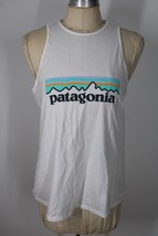 Patagonia XS White Pastel P-6 Logo High Neck Organic Cotton Tank Top - £20.80 GBP
