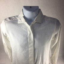 F By Faconnable Mens Button Front Shirt White Long Sleeves Fly Front Cotton S - £11.76 GBP