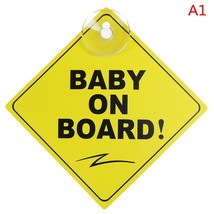 Aby on board stickers safety car window two suction cups each yellow reflective warning thumb200