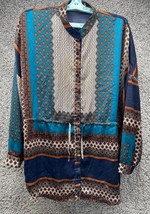Women&#39;s BooHoo Blair Paisley Shirt Dress Multicolor 8 Long Sleeve Drawstring - £22.71 GBP