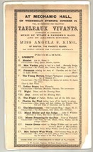 Tableaux Vivants playbill 1890&#39;s Boston Mechanics Hall theater memorabilia - $22.00