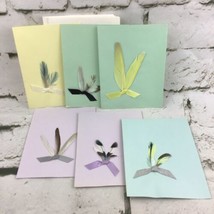 Vintage Handcrafted Notecards Exotic Bird Feathers Lot Of 6 In Pastel Co... - $11.88