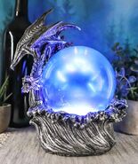 Silver Ocean Dragon Riding Tidal Sea Waves With Colorful LED Sphere Orb ... - €36,88 EUR