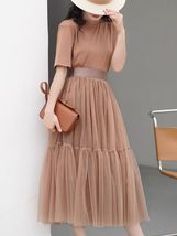 Brown Knee Length Fluffy Tulle Skirt Outfit Women Custom Plus Size Tutu Skirts image 8