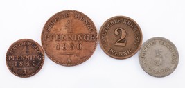 Lot of 4 German States Prussia Coins: 1846 - 1874 1 - 5 Pf Fine to Very ... - $63.42 CAD