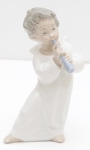 Lladro Porcelain Figurine Angel With Flute Glossy Ornament - £132.89 GBP