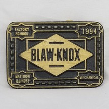Vintage Belt Buckle 1994 Solid Brass BLAW KNOX Factory School Mattoon Illinois - £39.22 GBP