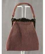 Vintage Purse Handbag Purple Wool Knit Body Faux Tortoiseshell Frame Car... - £32.24 GBP